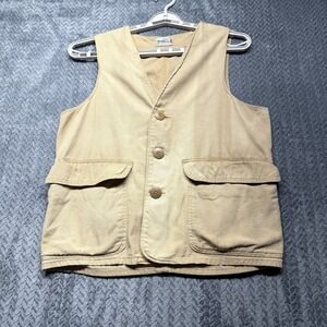 VTG Sears Sportswear Hunting Vest Men's Beige Canvas Utility Pockets USA Size 40